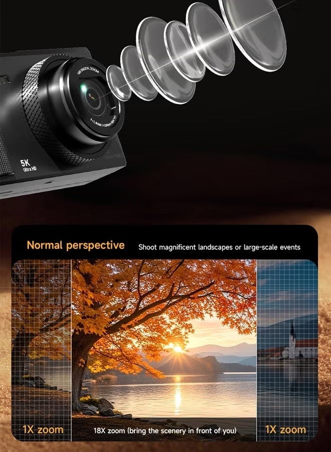 ZONBON 5K Digital Camera, 75MP Camera Digital for Photography, Point and Shoot Camara with 64GB Micro SD Card, 18X Digital Camera with 2.8" 180° Flip Screen, Vlogging Camera for Beginner Gift - Image 4